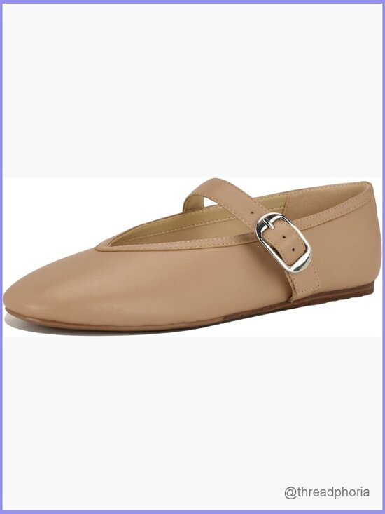 Shoes - Almond Toe Mary Jane Flats with Buckle Strap